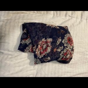 Blue Floral Infinity Scarf